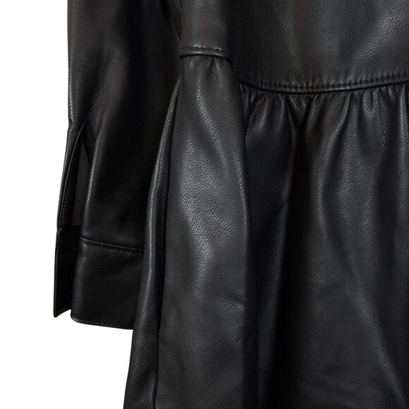 Rebecca Taylor RTR Faux Leather Buttoned Long Sleeve Romper Black Size 4 - Picture 7 of 11